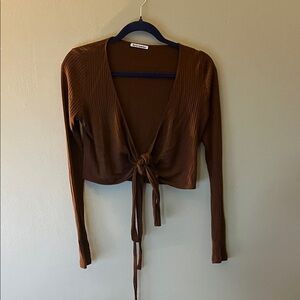 Reformation Brown Tie-Front Blouse